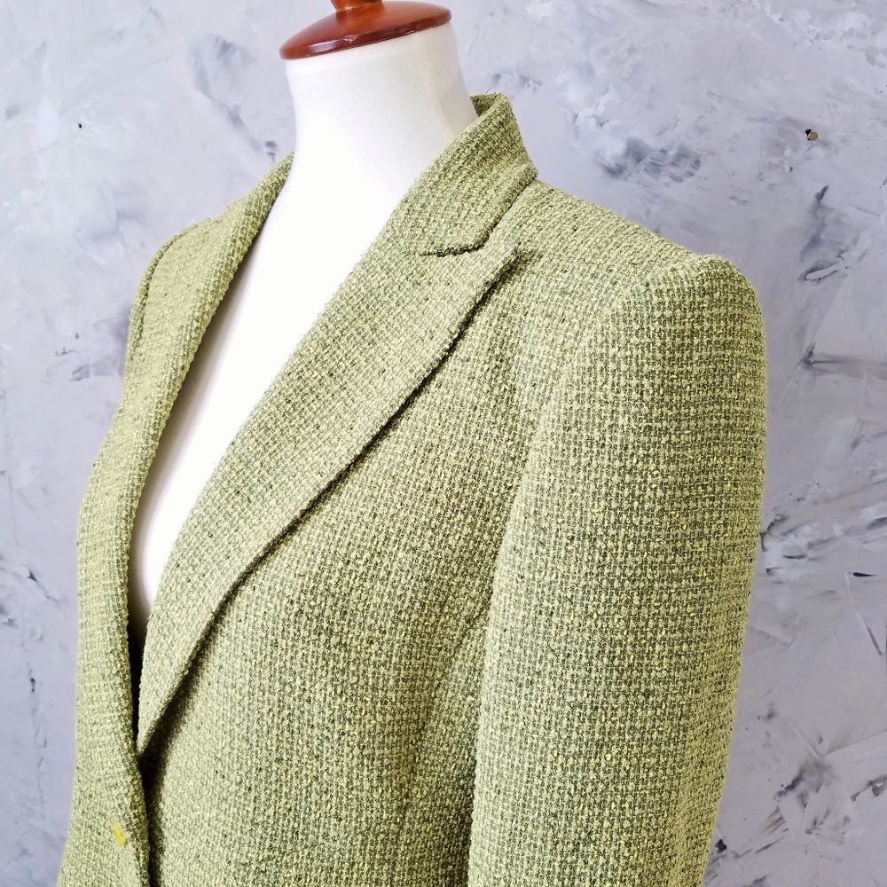 ANNE KLEIN Green Tweed Jacket & Skirt Suit - Picture 5 of 8